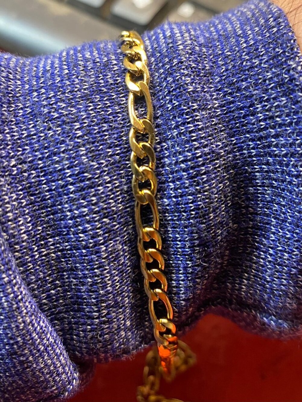 7"-10"MEN WOMEN Stainless Steel 5mm Gold Plated Figaro Link Chain Bracelet
